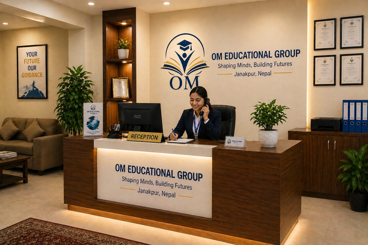 Reception area at OM Educational Group in Janakpur